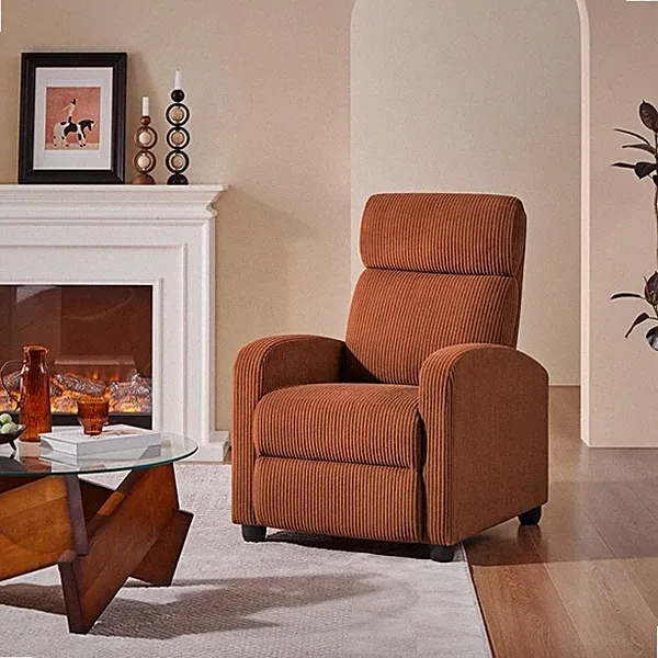 Adjustable Upholstered Corduroy Recliner Chair with Pocket Springs for Bedroom