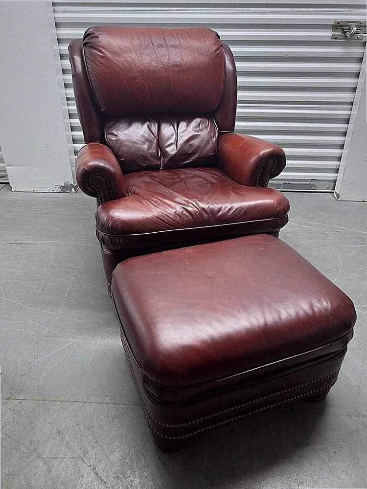 Beautiful Hancock & Moore Austin High Back Tilt back Leather Chair And Ottoman
