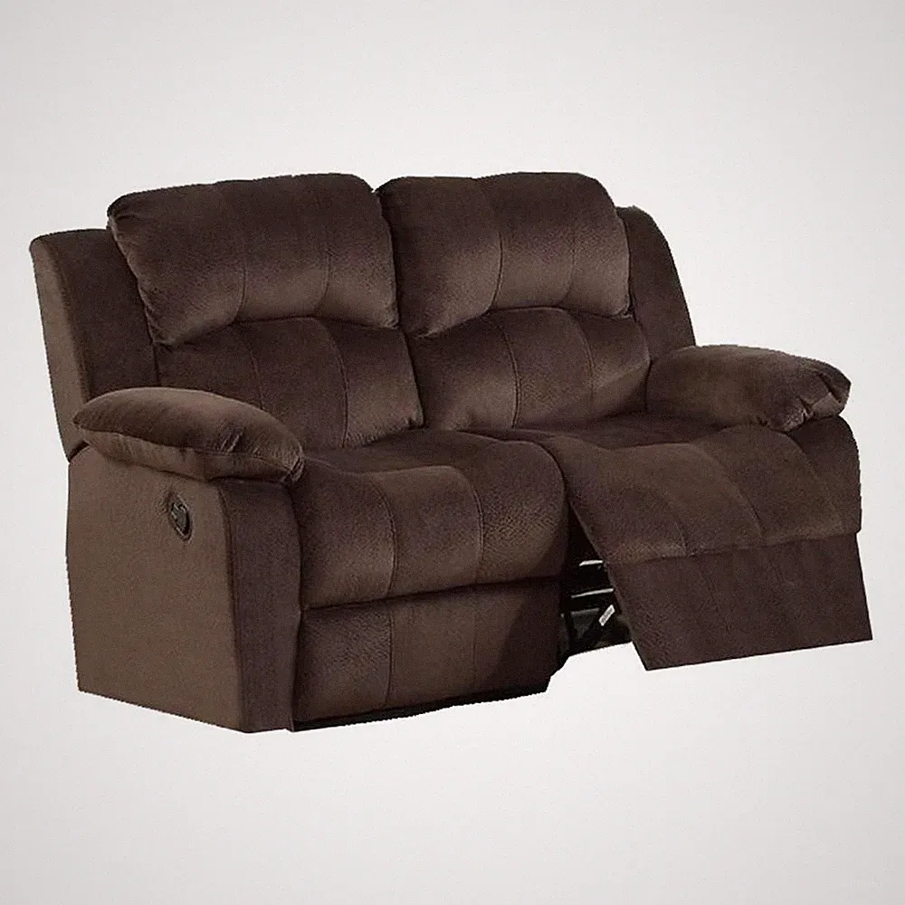 Benjara Pine Wood Reclining Loveseat With Padded Upholstery Brown