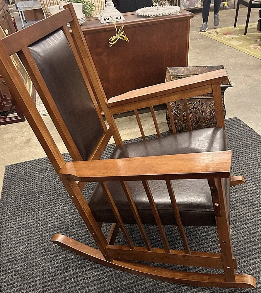 Fabulous Leather and Wood Rocking Chair