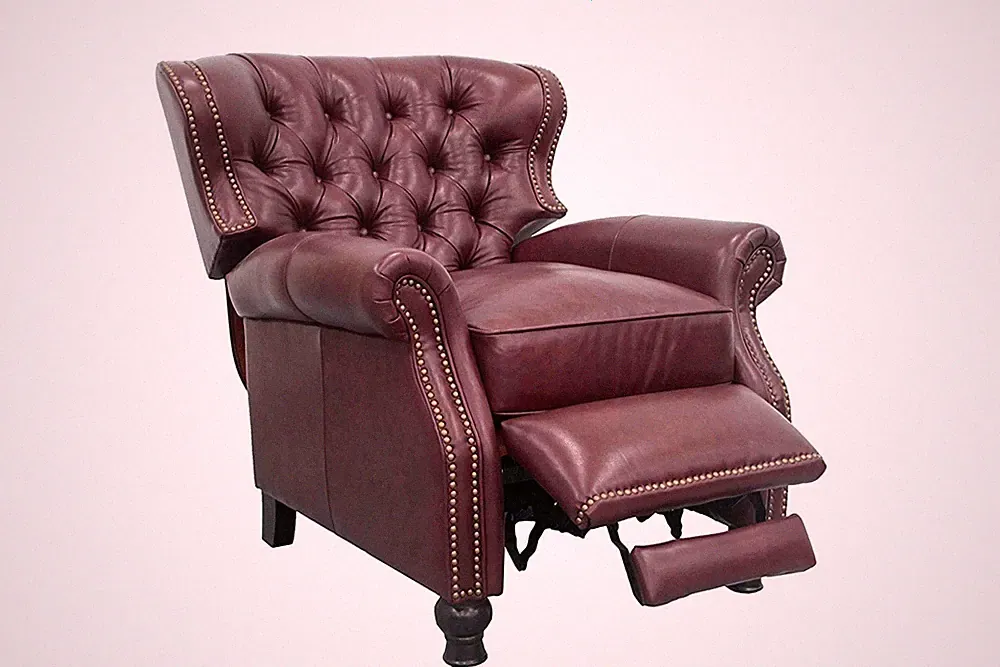 NEW Barcalounger Presidential II Genuine Leather Recliner Chair - Shoreham Wine