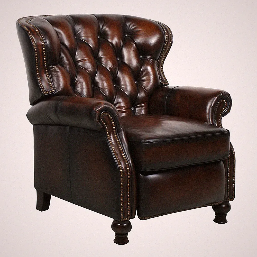 NEW Barcalounger Presidential II Genuine Leather Recliner Chair - Stetson Coffee